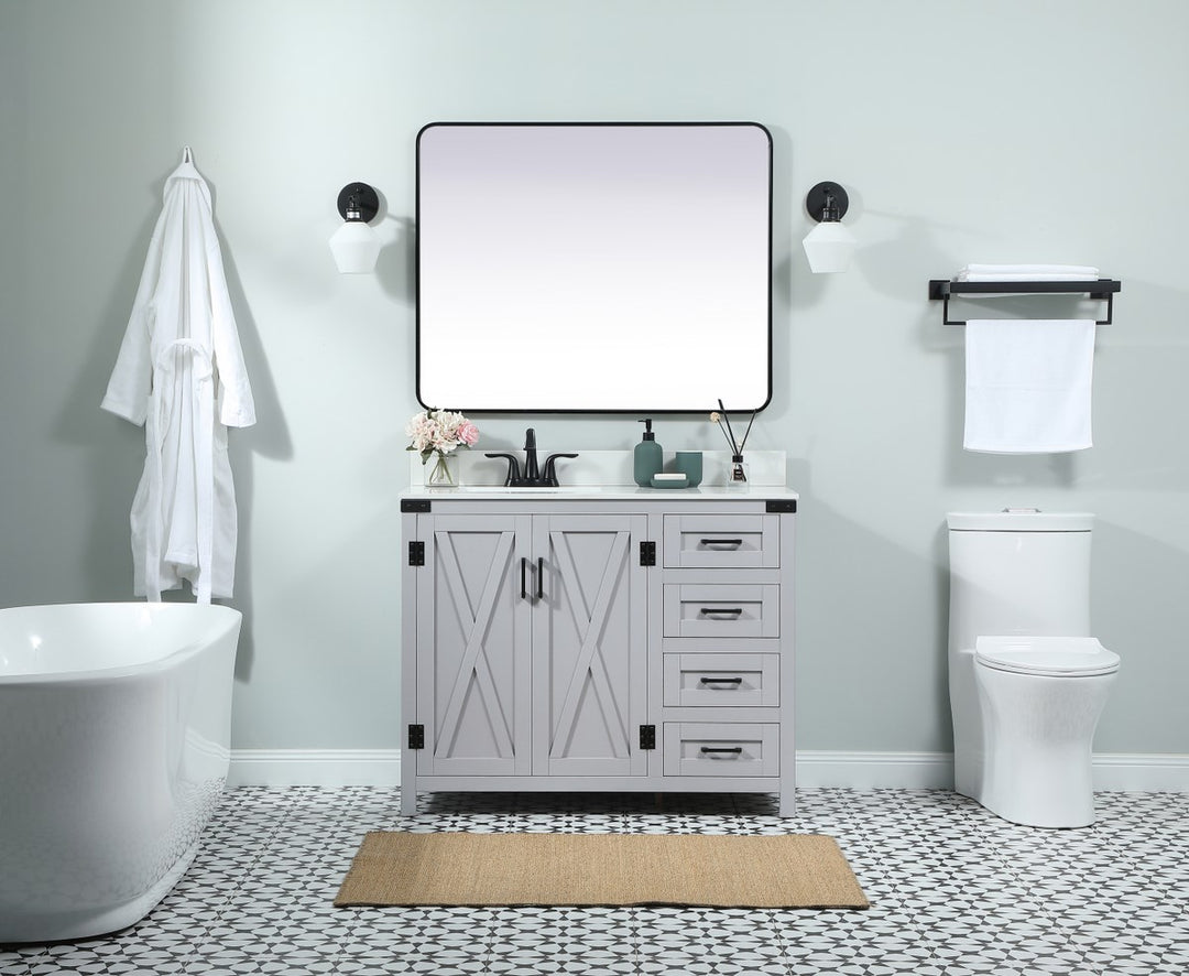 42 Inch Single Bathroom Vanity In Grey With Backsplash - View 2 - Joshua Marshal