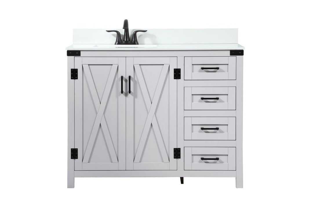 42 Inch Single Bathroom Vanity In Grey With Backsplash - View 3 - Joshua Marshal