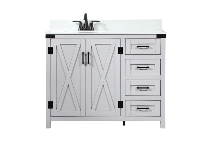42 Inch Single Bathroom Vanity In Grey With Backsplash - View 3 - Joshua Marshal