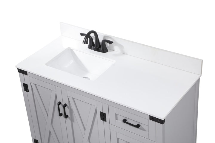 42 Inch Single Bathroom Vanity In Grey With Backsplash - View 5 - Joshua Marshal
