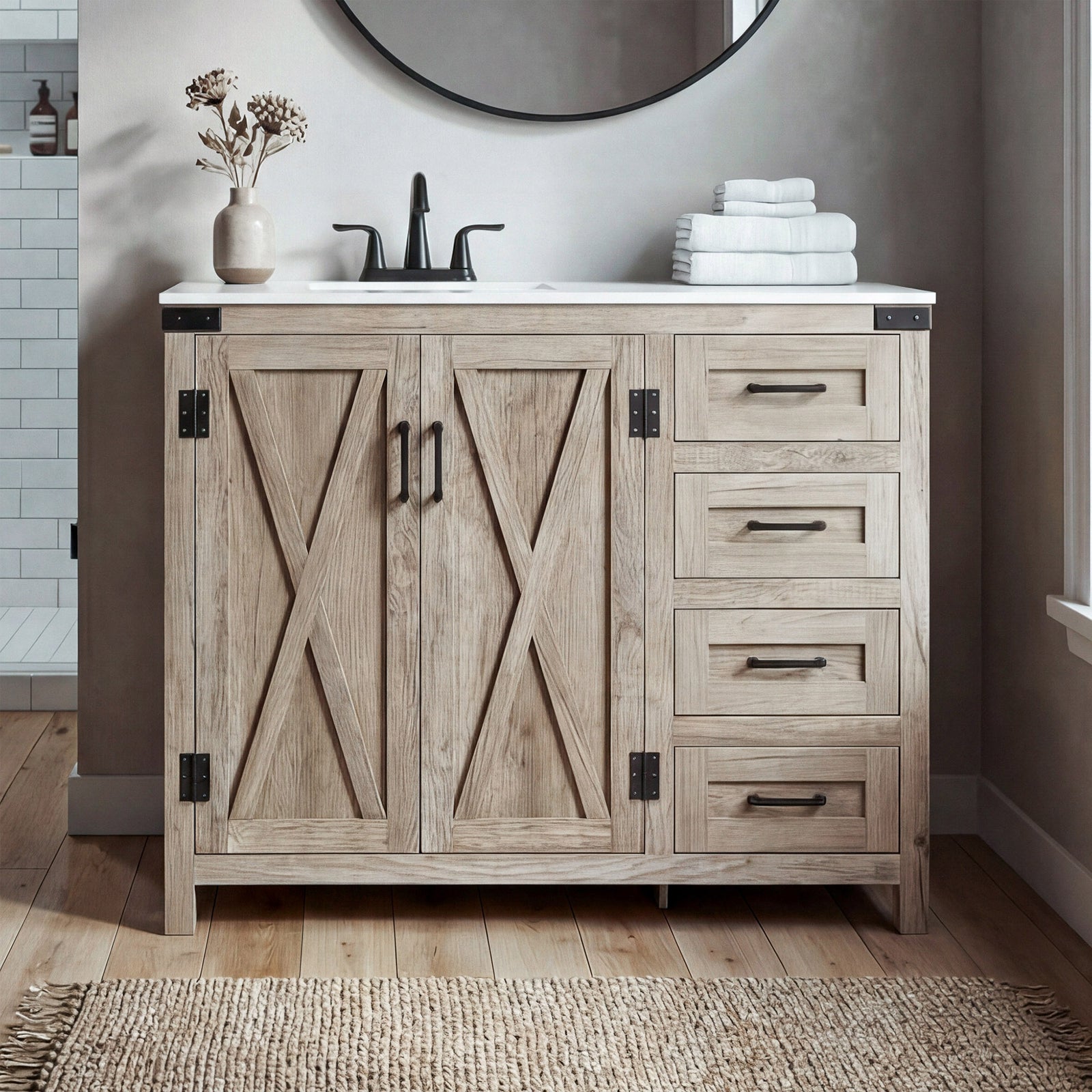 42 Inch Single Bathroom Vanity In Natural Oak Natural Oak Finish - KITCHEN & BATH by Joshua Marshal