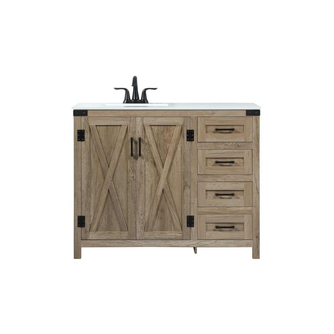 42 Inch Single Bathroom Vanity In Natural Oak - View 3 - Joshua Marshal