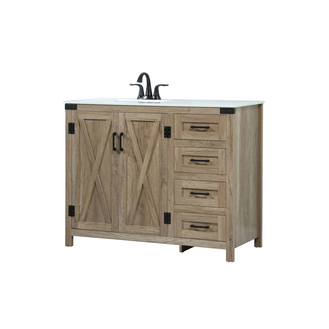 42 Inch Single Bathroom Vanity In Natural Oak - View 4 - Joshua Marshal