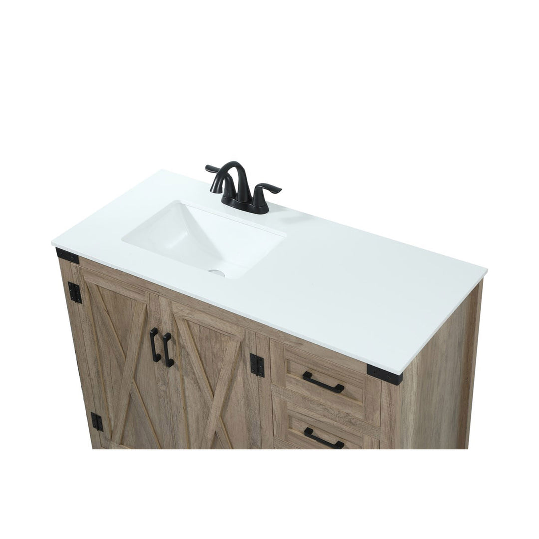 42 Inch Single Bathroom Vanity In Natural Oak - View 6 - Joshua Marshal