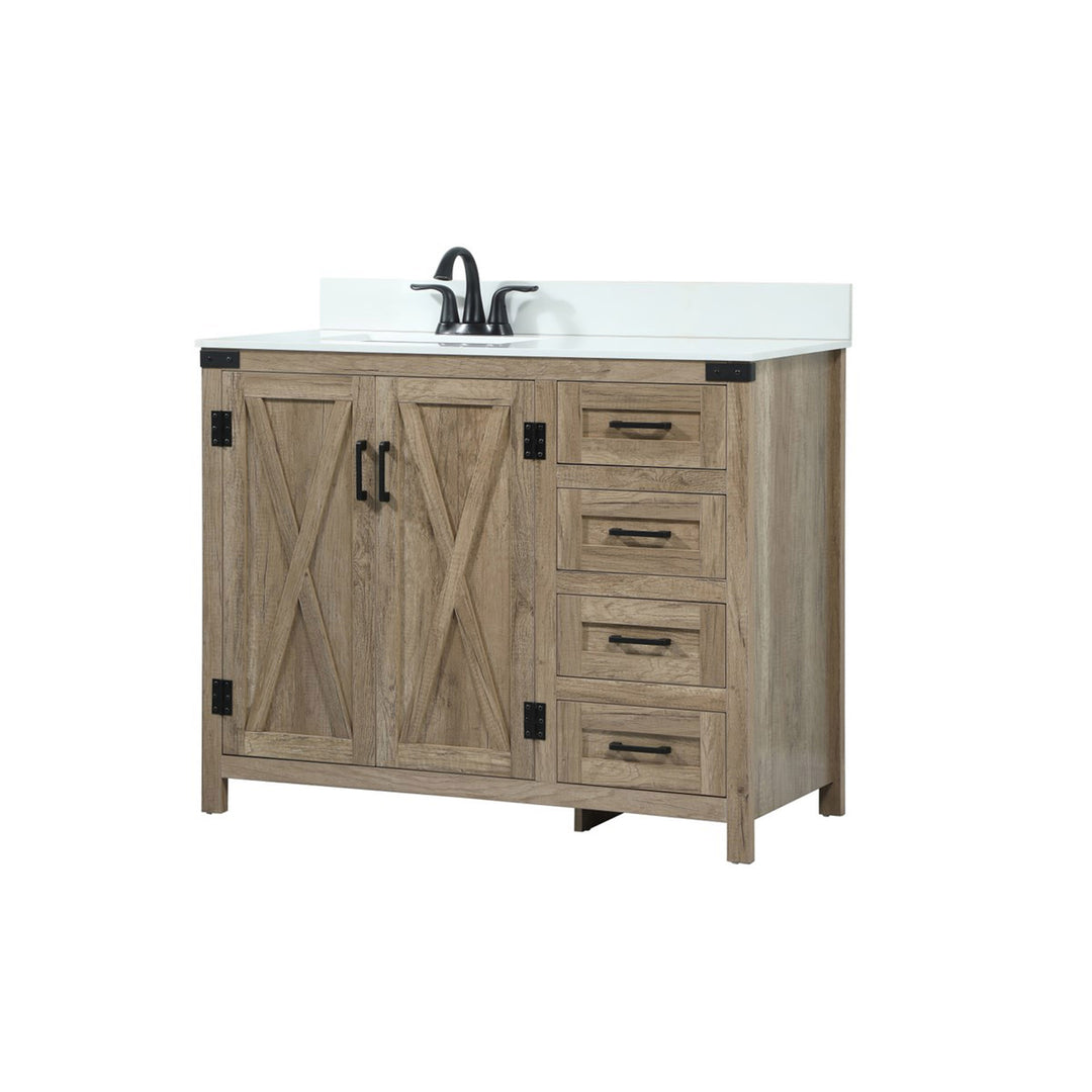 42 Inch Single Bathroom Vanity In Natural Oak With Backsplash - View 4 - Joshua Marshal