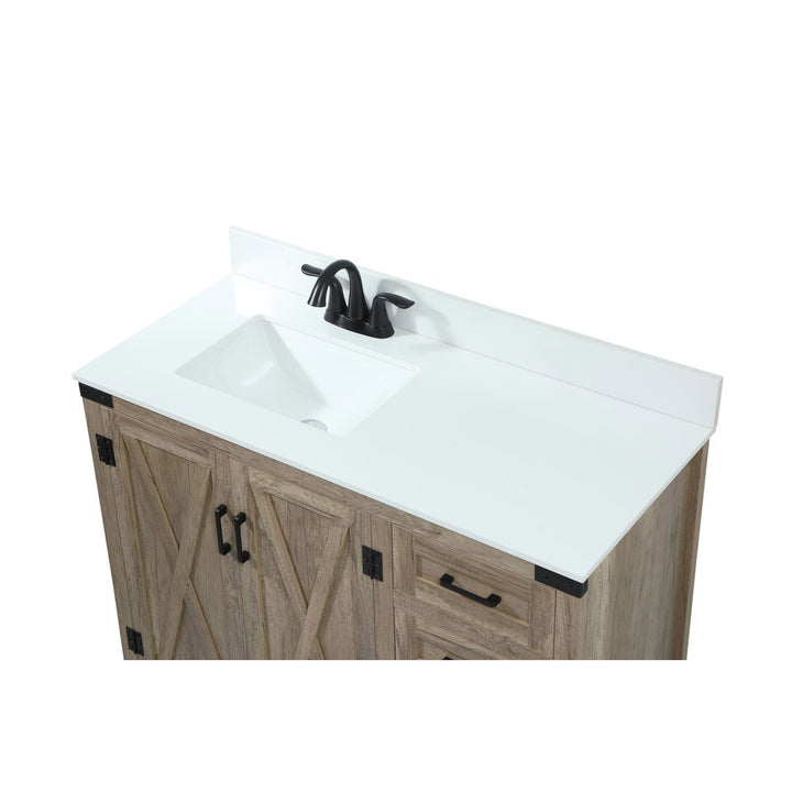 42 Inch Single Bathroom Vanity In Natural Oak With Backsplash - View 6 - Joshua Marshal