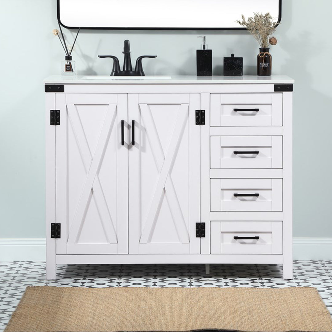 42 Inch Single Bathroom Vanity In White White Finish - KITCHEN & BATH by Joshua Marshal