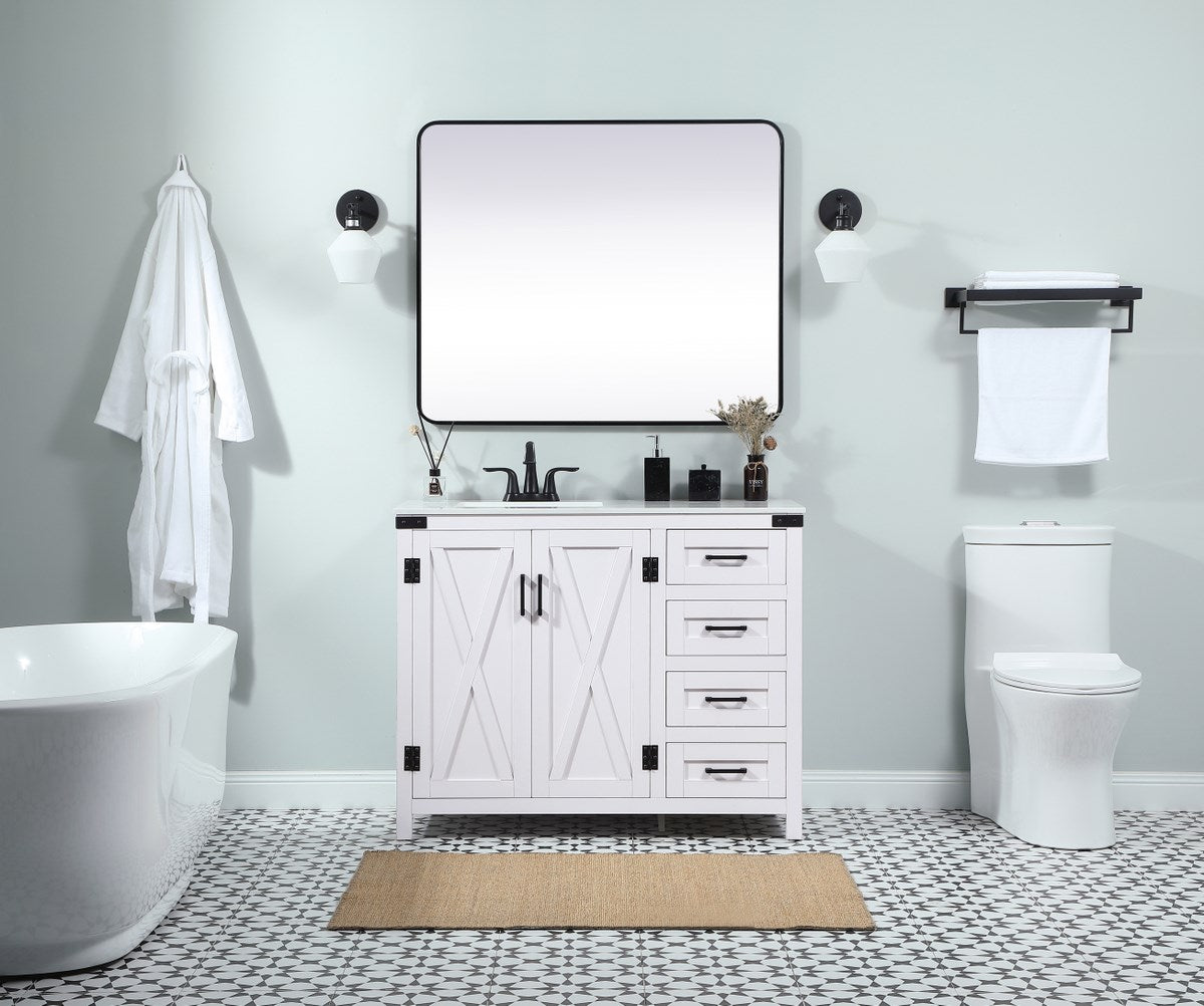 42 Inch Single Bathroom Vanity In White - View 2 - Joshua Marshal