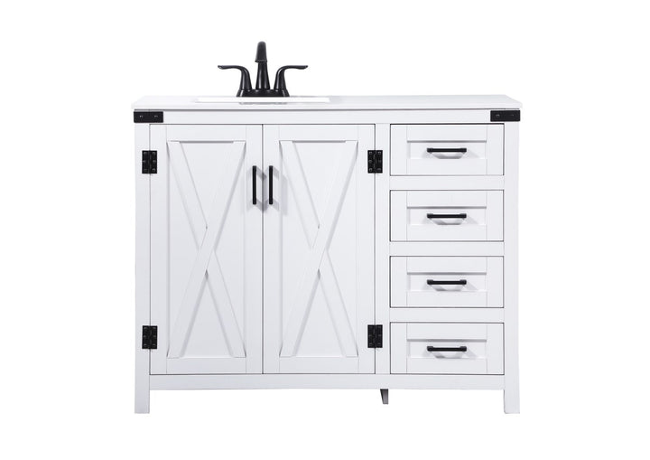 42 Inch Single Bathroom Vanity In White - View 3 - Joshua Marshal