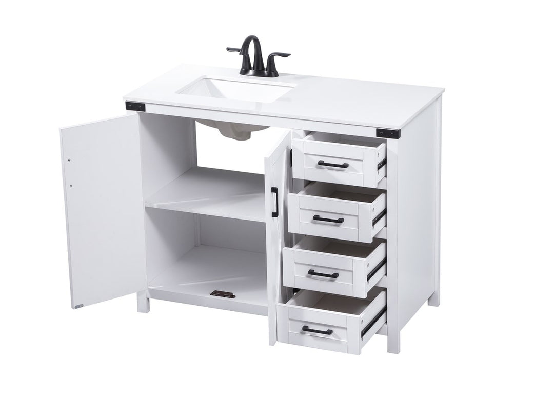 42 Inch Single Bathroom Vanity In White - View 4 - Joshua Marshal