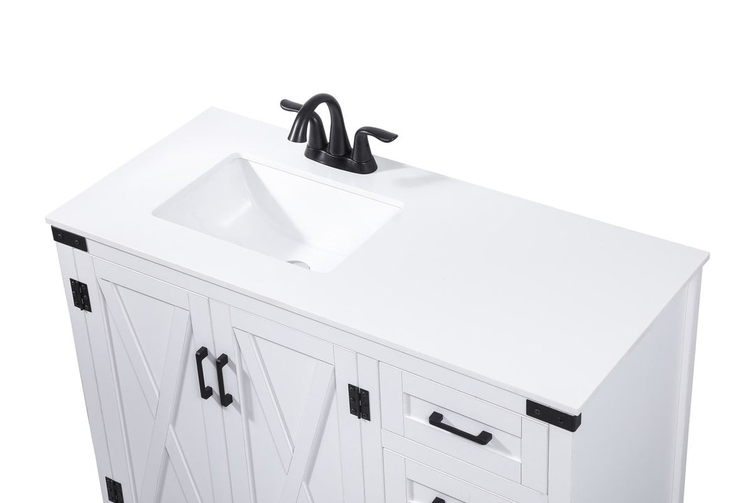 42 Inch Single Bathroom Vanity In White - View 5 - Joshua Marshal