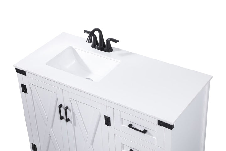 42 Inch Single Bathroom Vanity In White - View 5 - Joshua Marshal