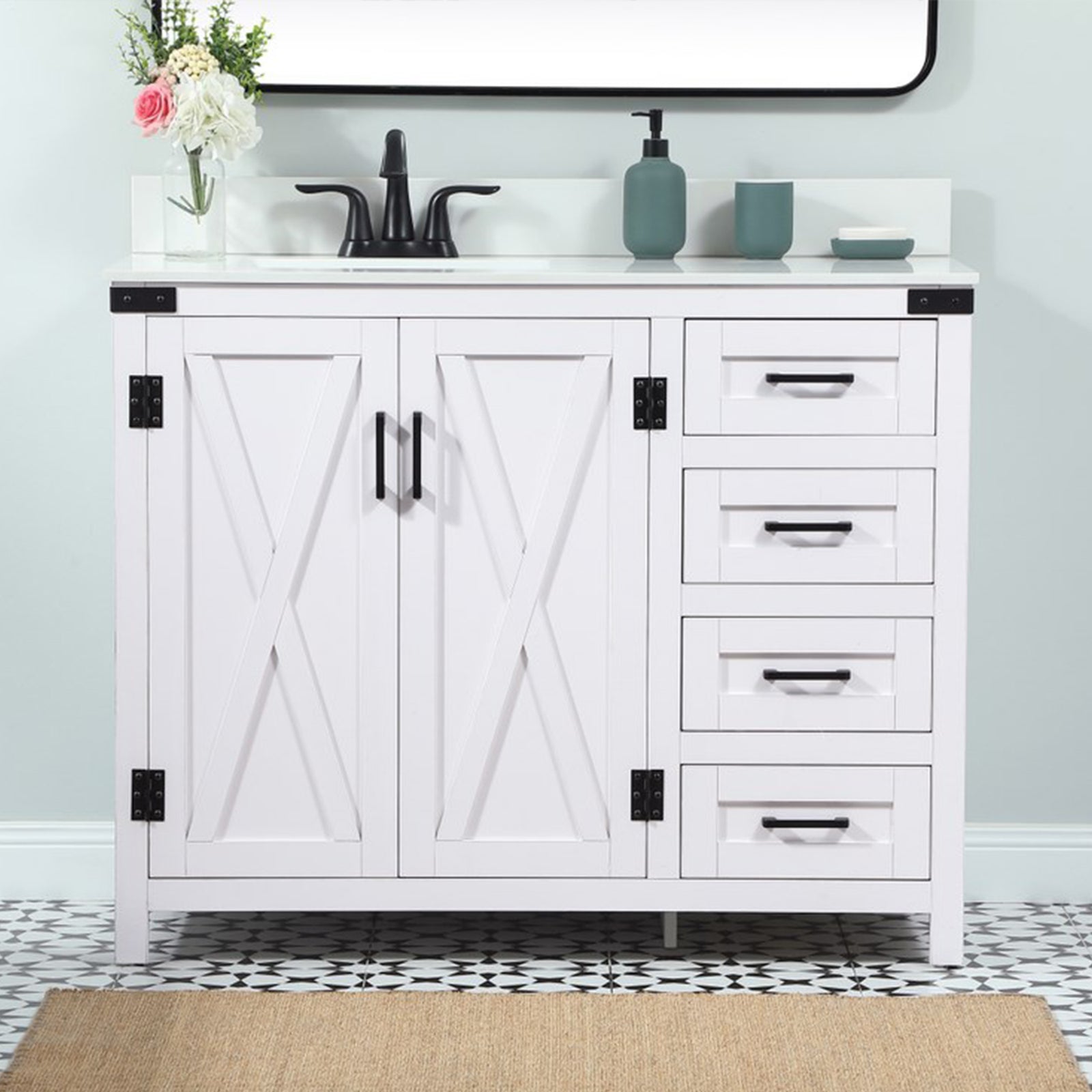 42 Inch Single Bathroom Vanity In White With Backsplash White Finish - KITCHEN & BATH by Joshua Marshal