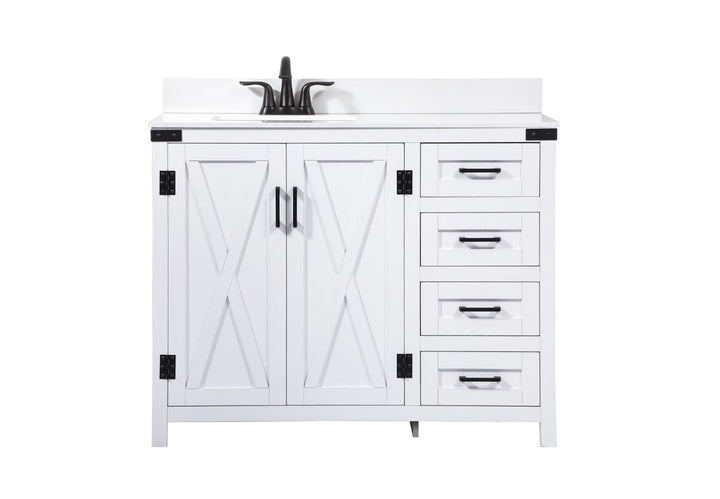 42 Inch Single Bathroom Vanity In White With Backsplash - View 3 - Joshua Marshal