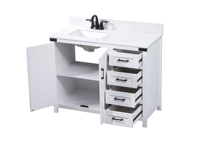 42 Inch Single Bathroom Vanity In White With Backsplash - View 4 - Joshua Marshal
