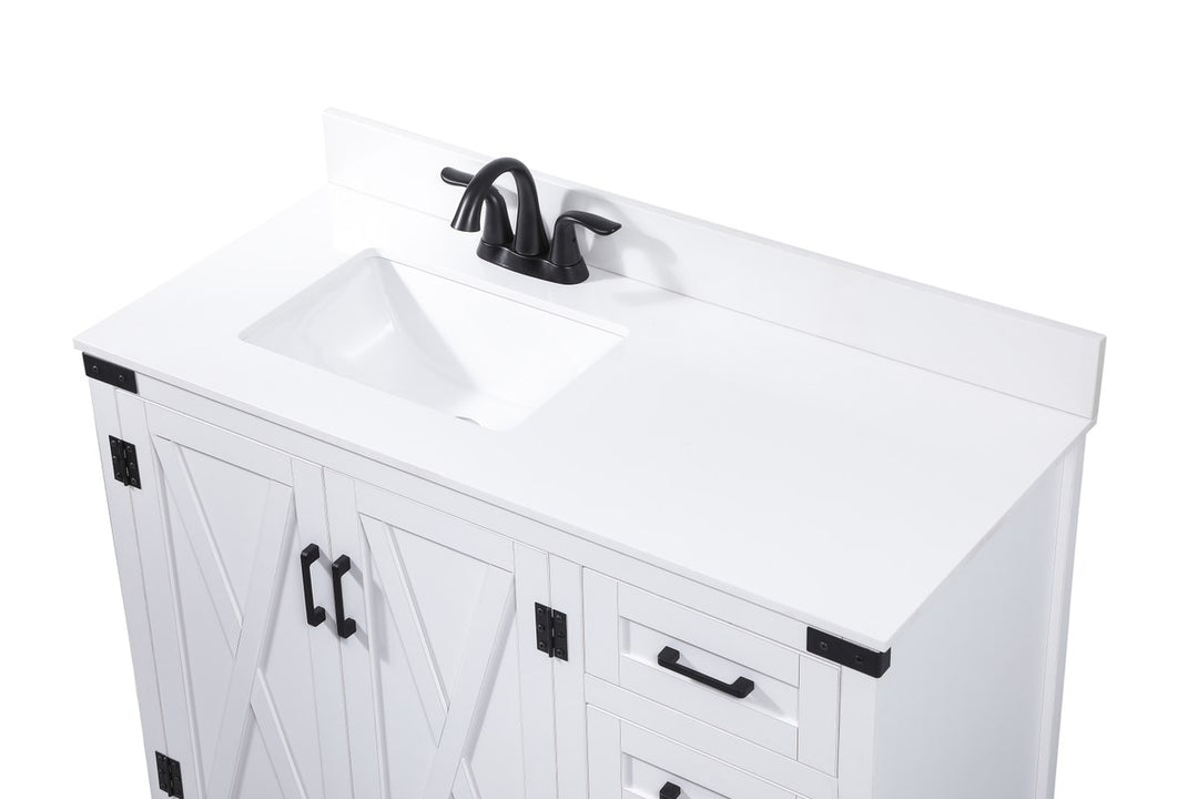 42 Inch Single Bathroom Vanity In White With Backsplash - View 5 - Joshua Marshal