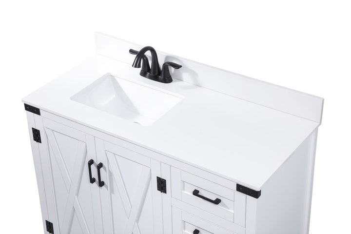 42 Inch Single Bathroom Vanity In White With Backsplash - View 5 - Joshua Marshal