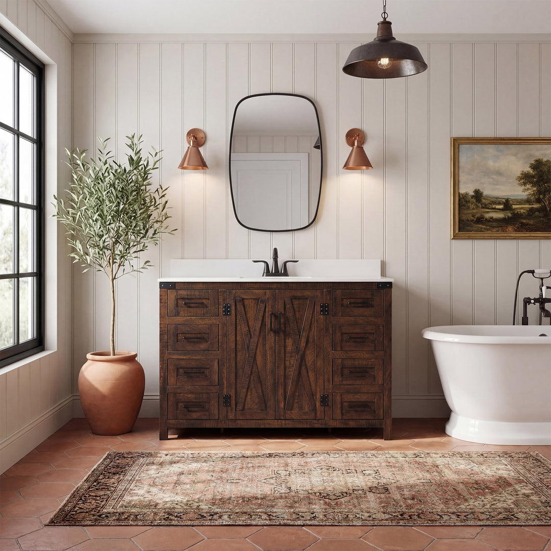 48 Inch Single Bathroom Vanity In Expresso With Backsplash - View 2 - Joshua Marshal