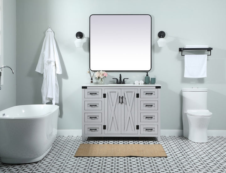 48 Inch Single Bathroom Vanity In Grey - View 2 - Joshua Marshal
