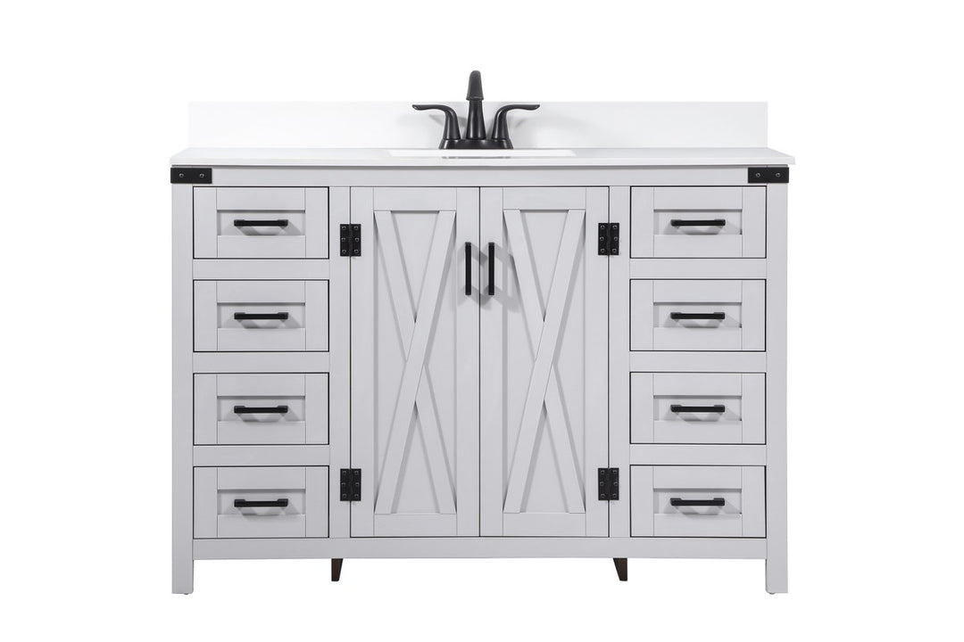 48 Inch Single Bathroom Vanity In Grey - View 3 - Joshua Marshal