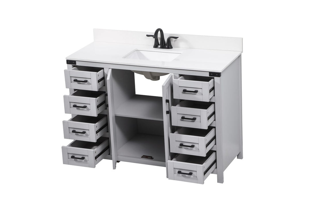48 Inch Single Bathroom Vanity In Grey - View 4 - Joshua Marshal