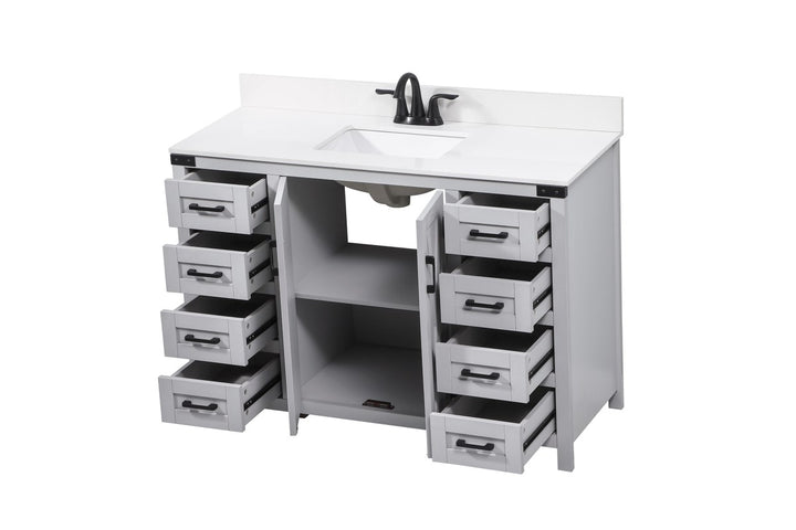 48 Inch Single Bathroom Vanity In Grey - View 4 - Joshua Marshal