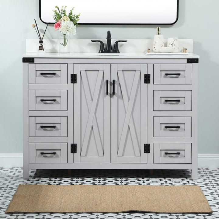 48 Inch Single Bathroom Vanity In Grey With Backsplash Grey Finish - KITCHEN & BATH by Joshua Marshal