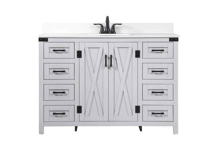 48 Inch Single Bathroom Vanity In Grey With Backsplash - View 3 - Joshua Marshal