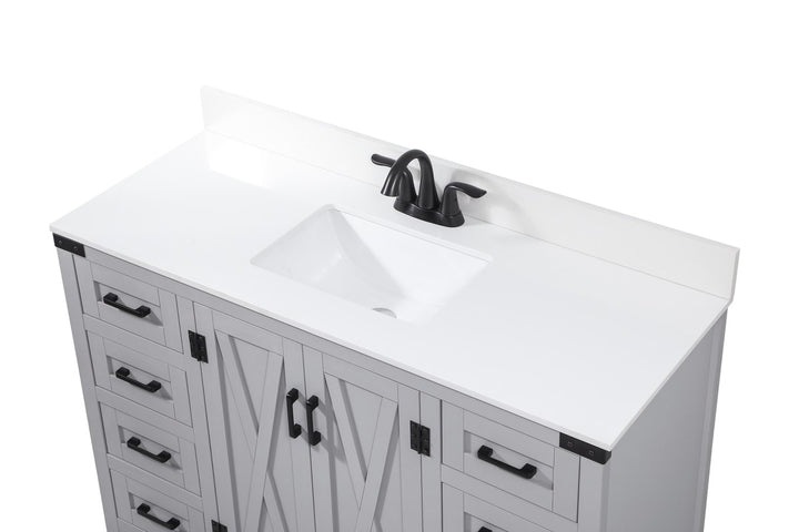 48 Inch Single Bathroom Vanity In Grey With Backsplash - View 5 - Joshua Marshal