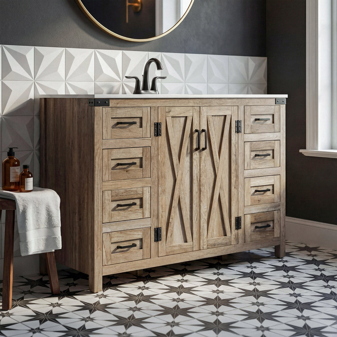 48 Inch Single Bathroom Vanity In Natural Oak Natural Oak Finish - KITCHEN & BATH by Joshua Marshal