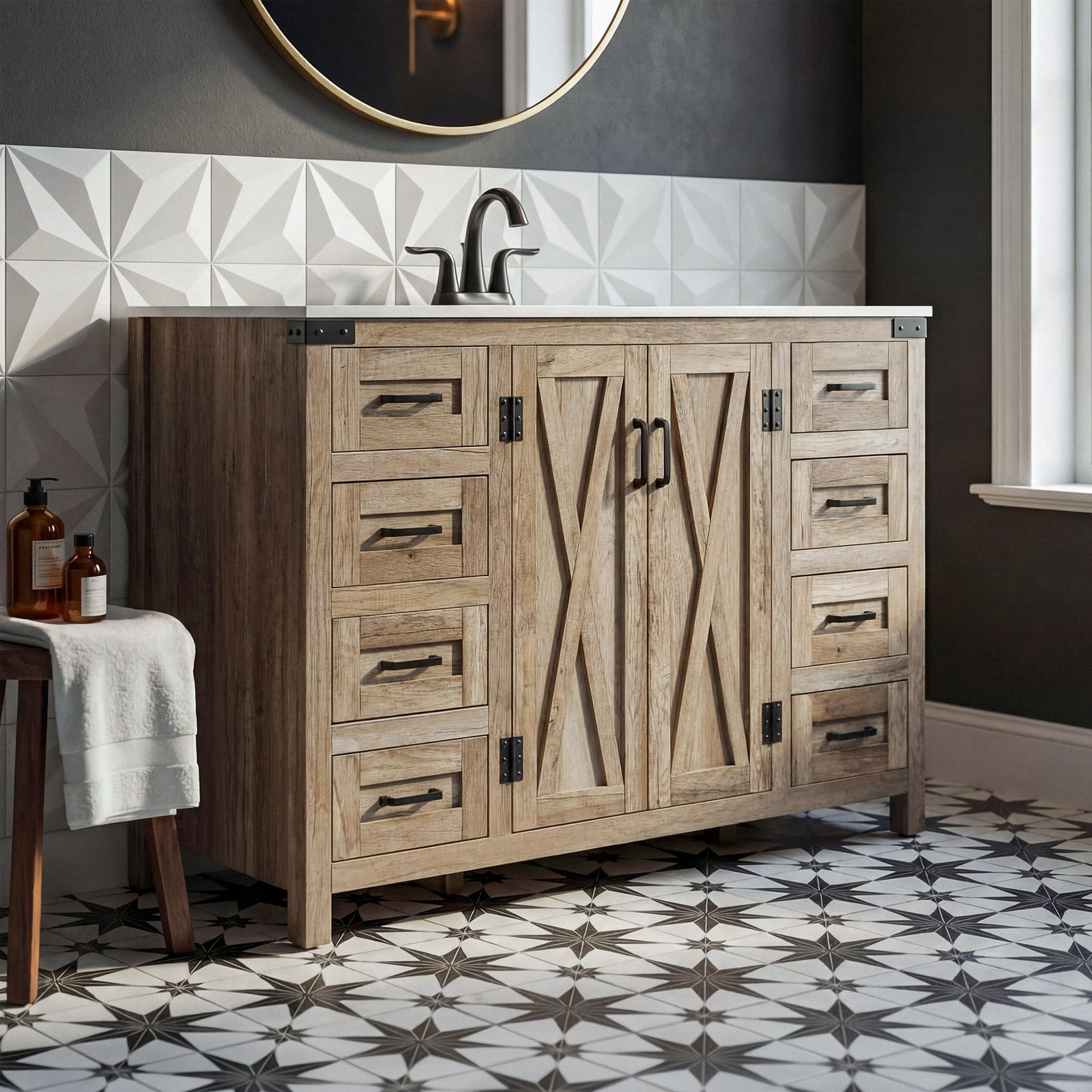 48 Inch Single Bathroom Vanity In Natural Oak Natural Oak Finish - KITCHEN & BATH by Joshua Marshal