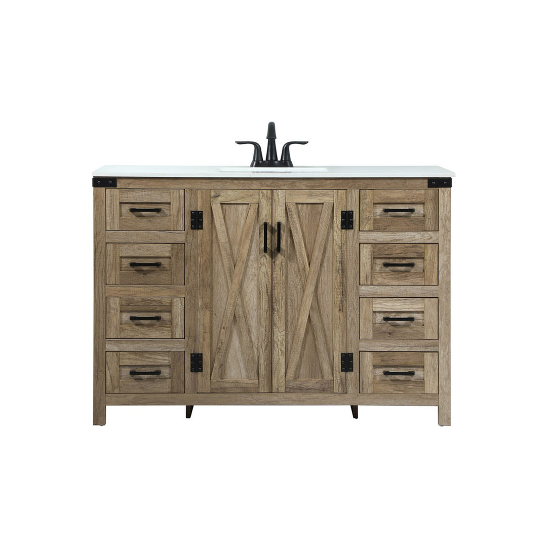 48 Inch Single Bathroom Vanity In Natural Oak - View 3 - Joshua Marshal