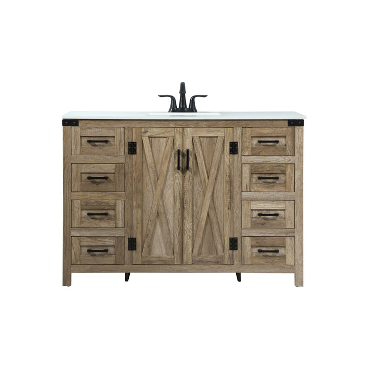 48 Inch Single Bathroom Vanity In Natural Oak - View 3 - Joshua Marshal