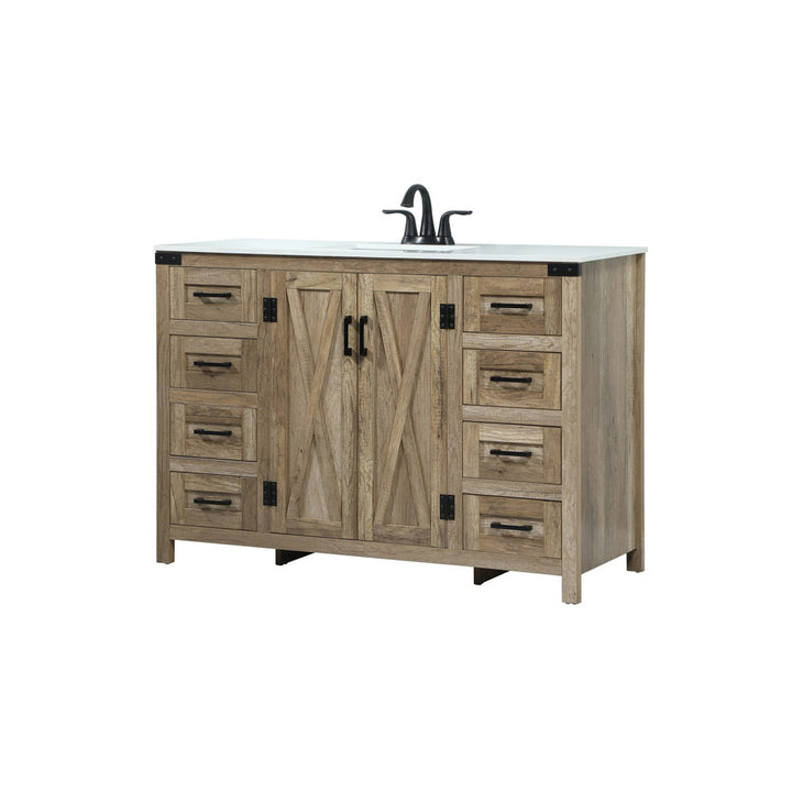 48 Inch Single Bathroom Vanity In Natural Oak - View 4 - Joshua Marshal