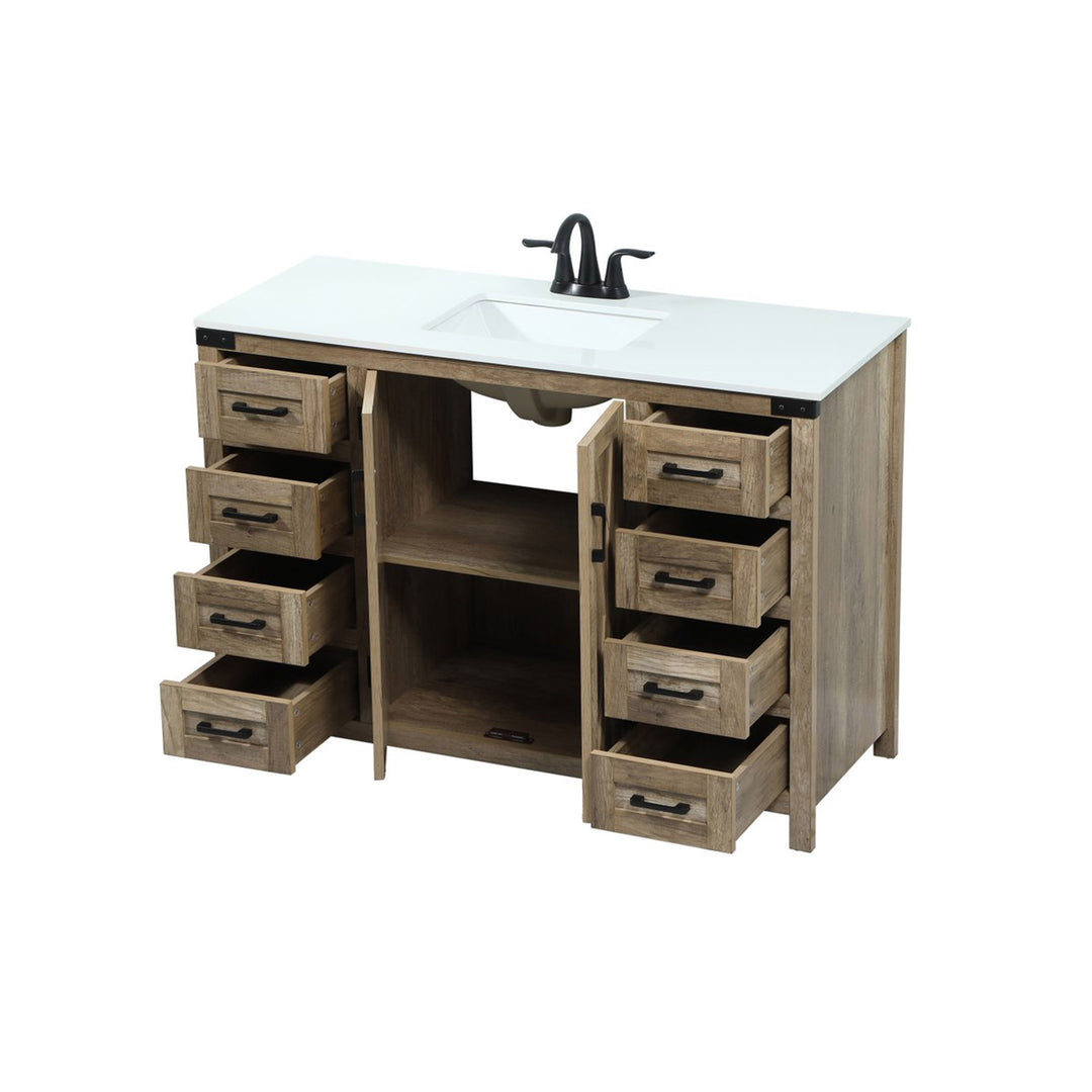 48 Inch Single Bathroom Vanity In Natural Oak - View 5 - Joshua Marshal