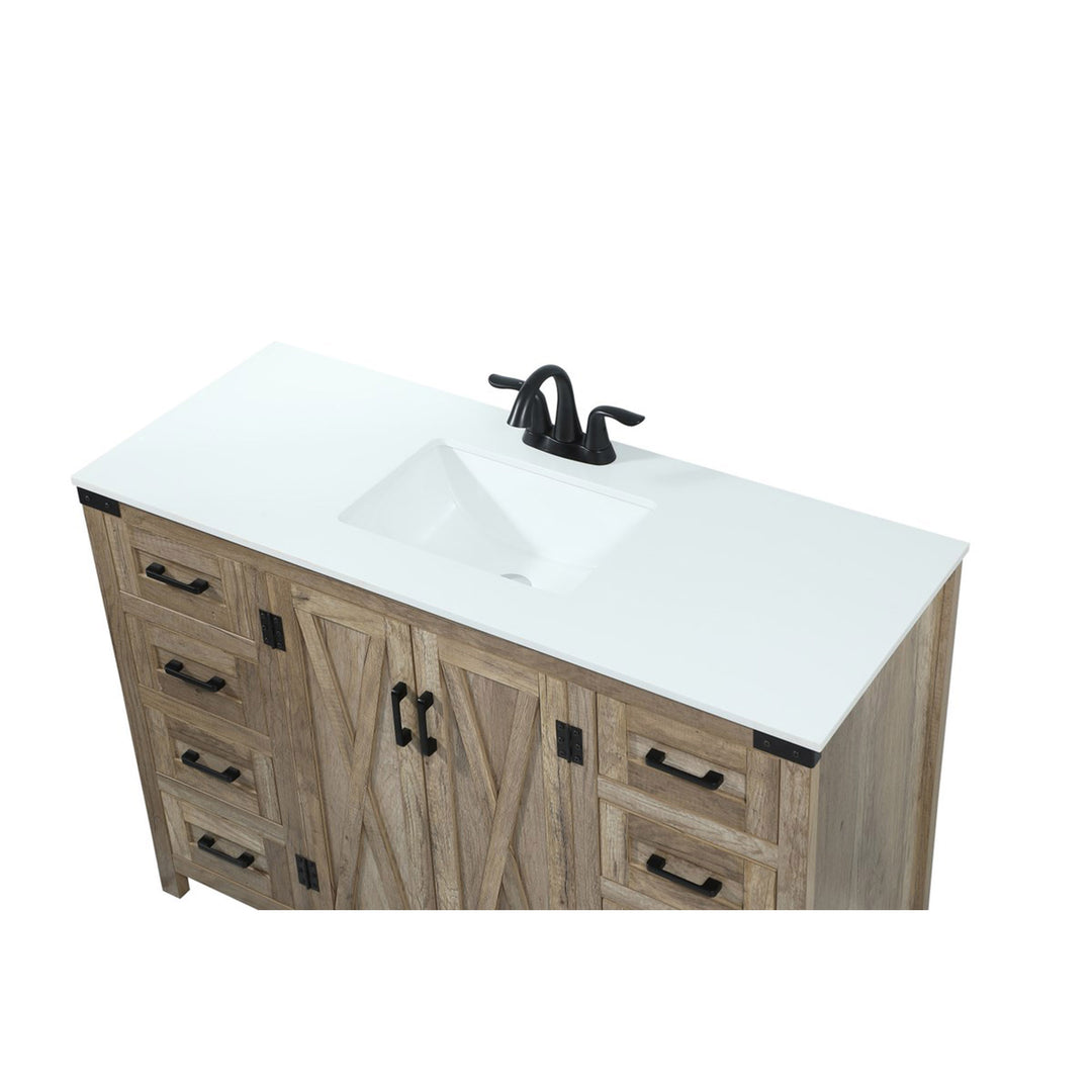 48 Inch Single Bathroom Vanity In Natural Oak - View 6 - Joshua Marshal