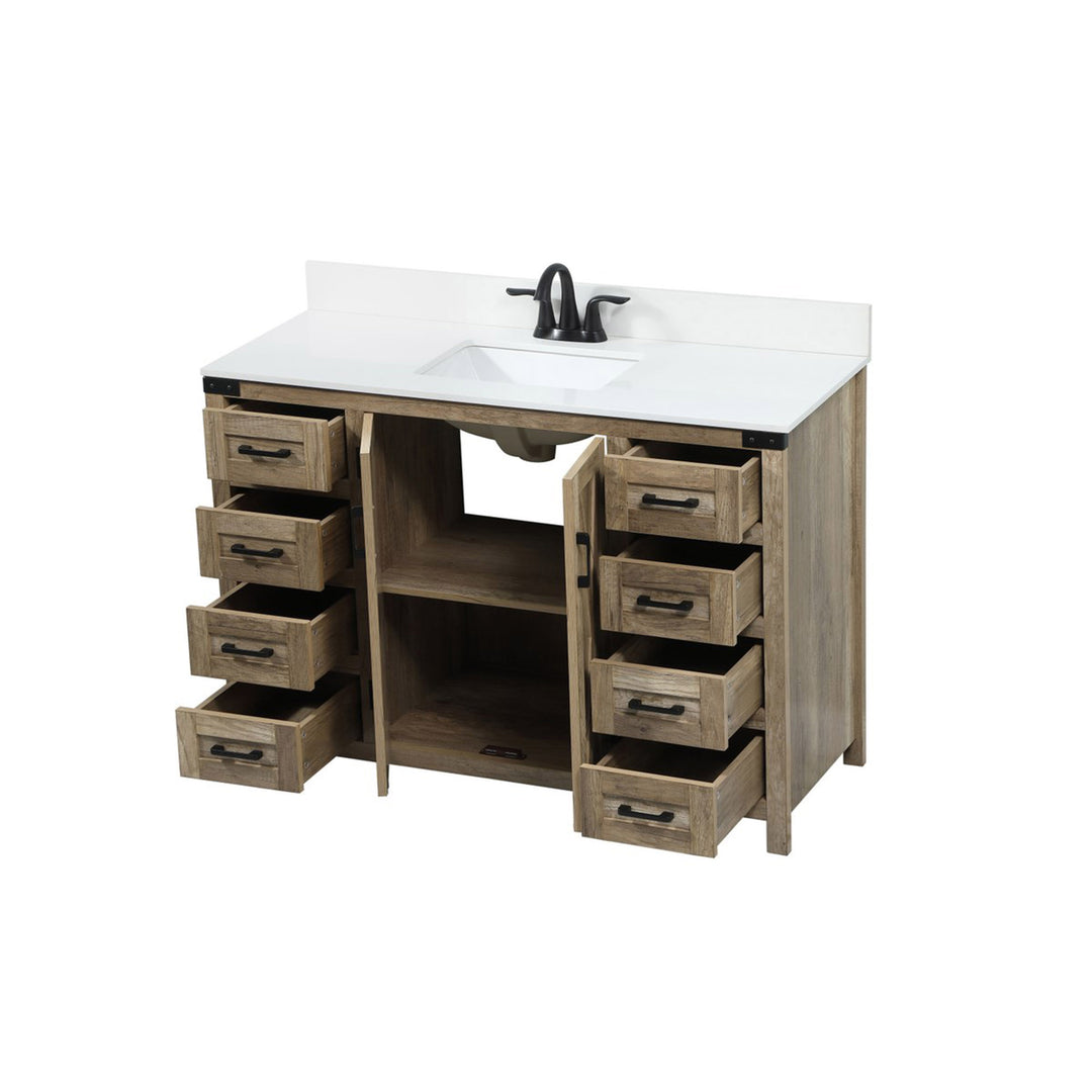48 Inch Single Bathroom Vanity In Natural Oak With Backsplash - View 4 - Joshua Marshal