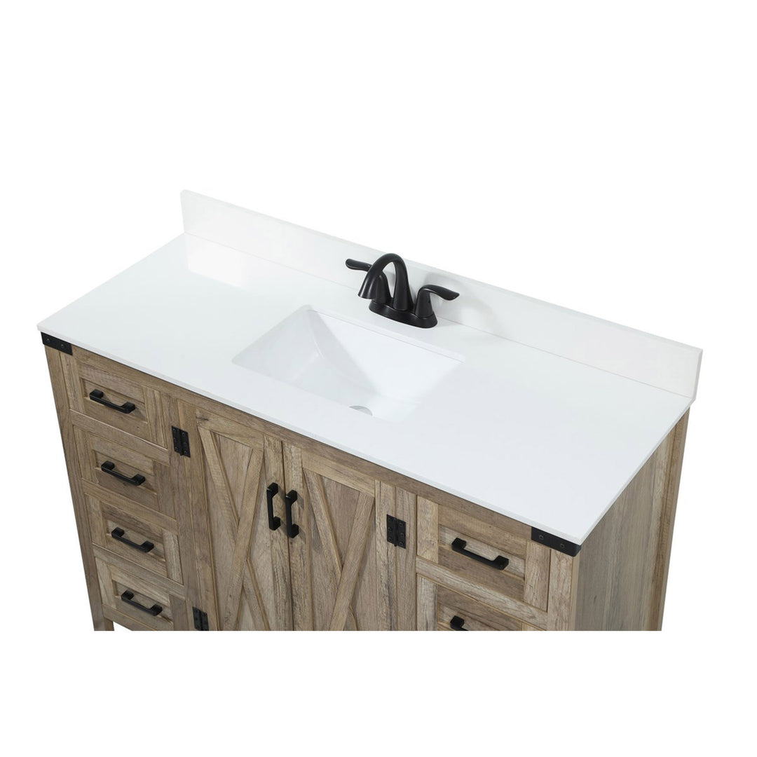 48 Inch Single Bathroom Vanity In Natural Oak With Backsplash - View 5 - Joshua Marshal