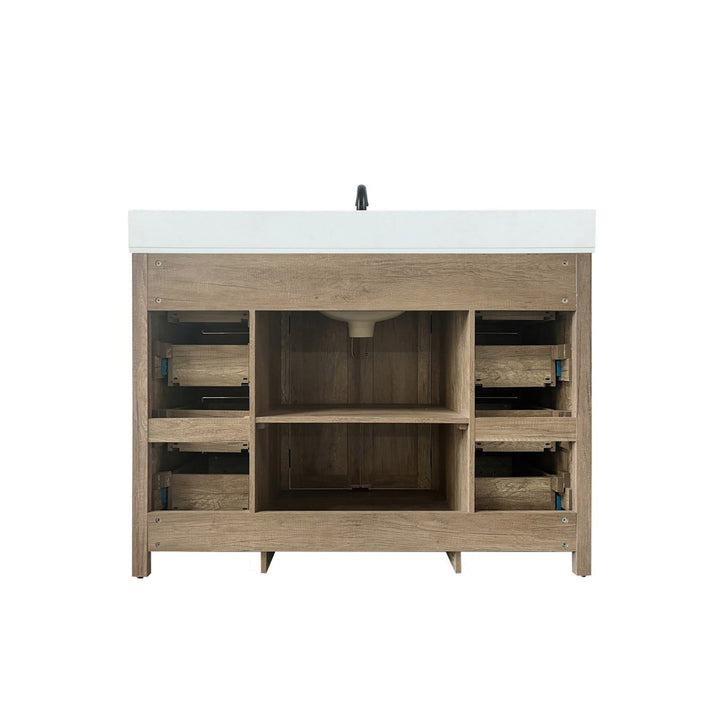 48 Inch Single Bathroom Vanity In Natural Oak With Backsplash - View 6 - Joshua Marshal