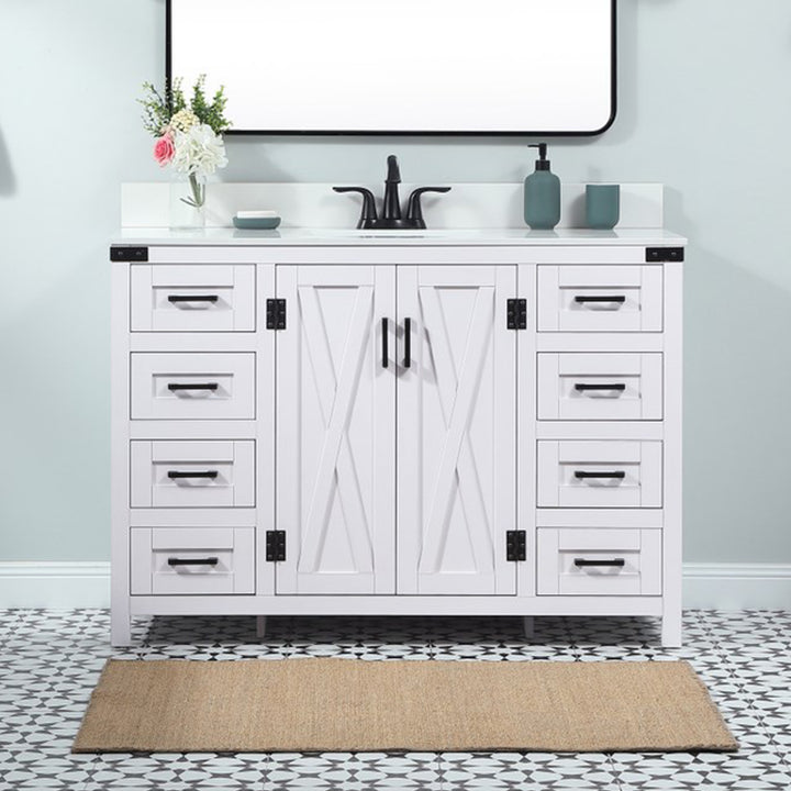 48 Inch Single Bathroom Vanity In White White Finish - KITCHEN & BATH by Joshua Marshal