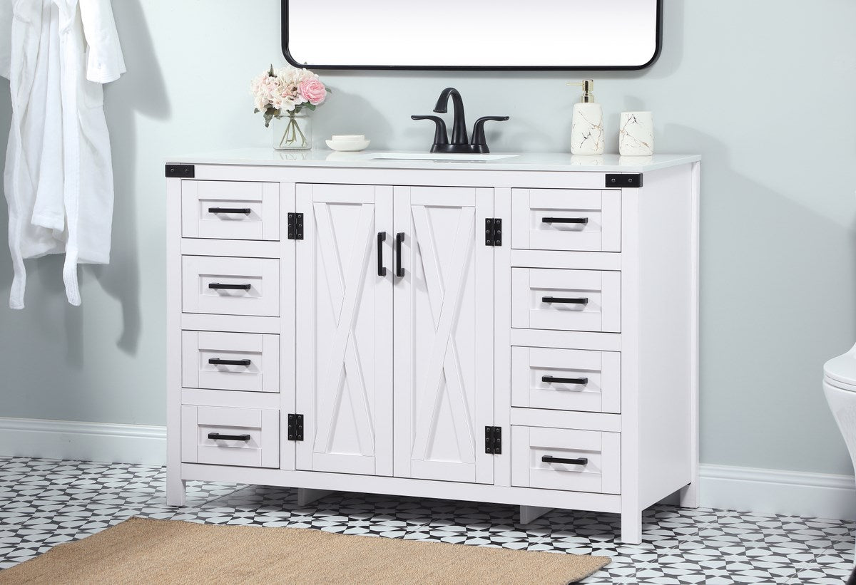 48 Inch Single Bathroom Vanity In White - View 2 - Joshua Marshal