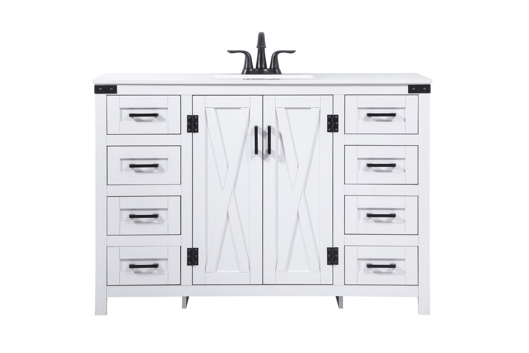 48 Inch Single Bathroom Vanity In White - View 3 - Joshua Marshal