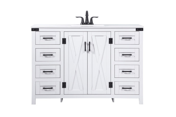 48 Inch Single Bathroom Vanity In White - View 3 - Joshua Marshal
