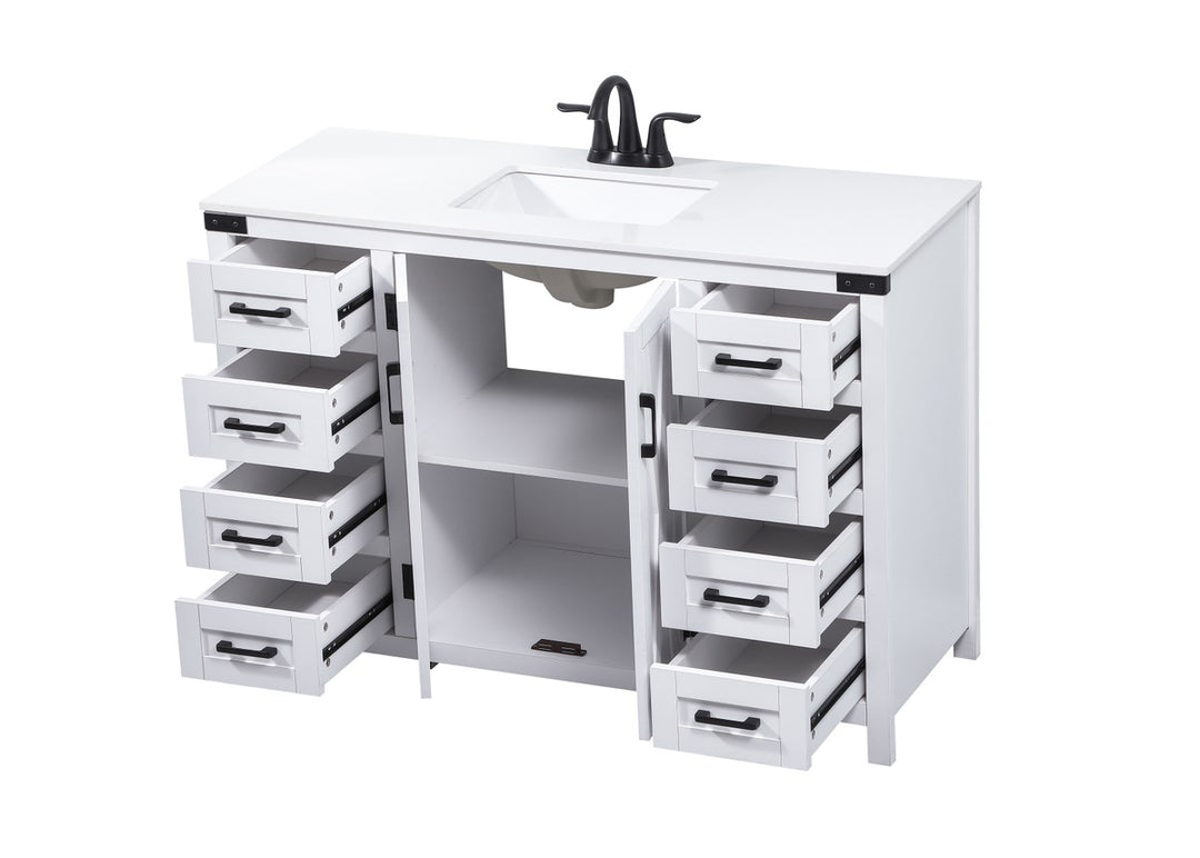 48 Inch Single Bathroom Vanity In White - View 4 - Joshua Marshal