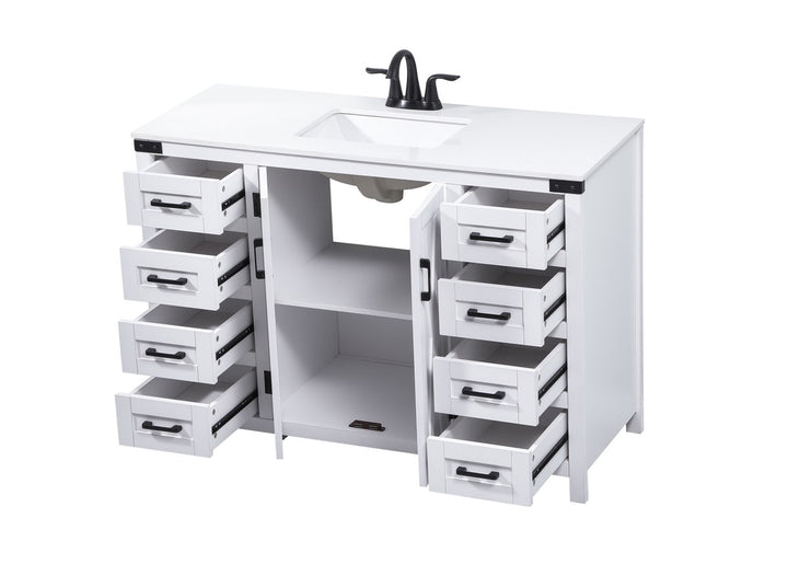 48 Inch Single Bathroom Vanity In White - View 4 - Joshua Marshal