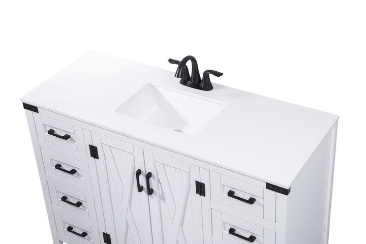 48 Inch Single Bathroom Vanity In White - View 5 - Joshua Marshal