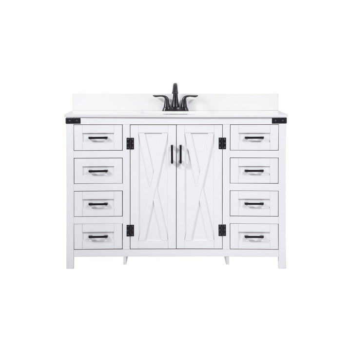 48 Inch Single Bathroom Vanity In White With Backsplash - View 3 - Joshua Marshal