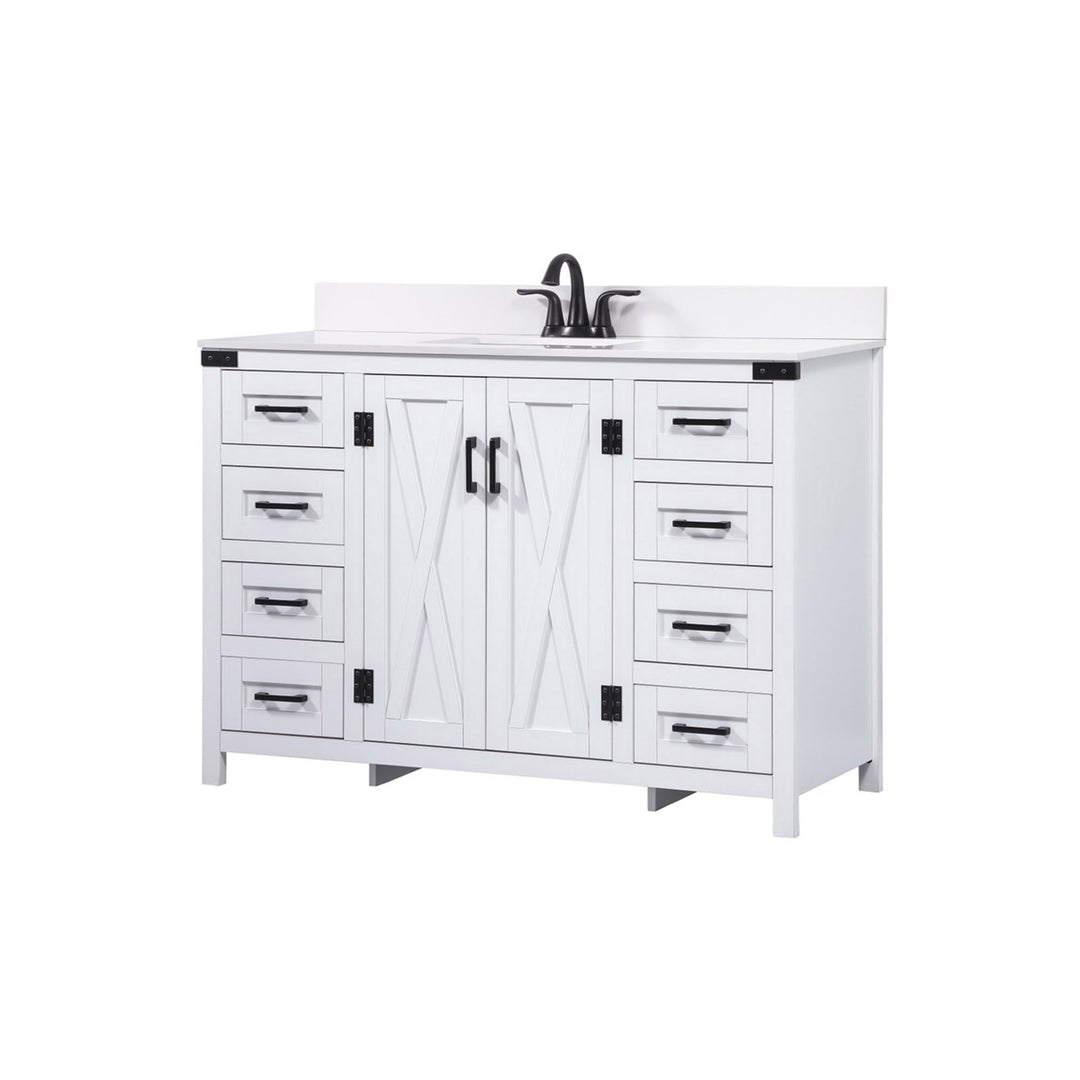 48 Inch Single Bathroom Vanity In White With Backsplash - View 4 - Joshua Marshal