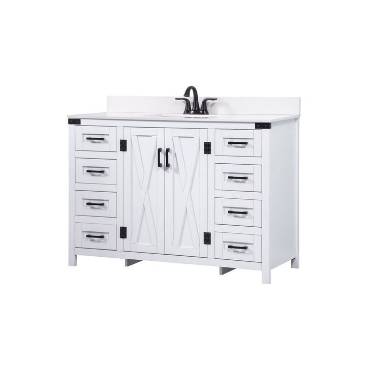 48 Inch Single Bathroom Vanity In White With Backsplash - View 4 - Joshua Marshal