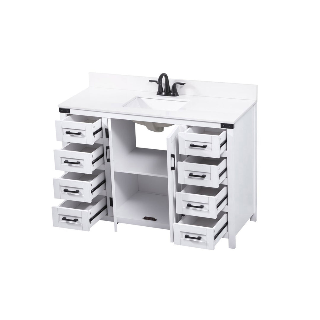 48 Inch Single Bathroom Vanity In White With Backsplash - View 5 - Joshua Marshal